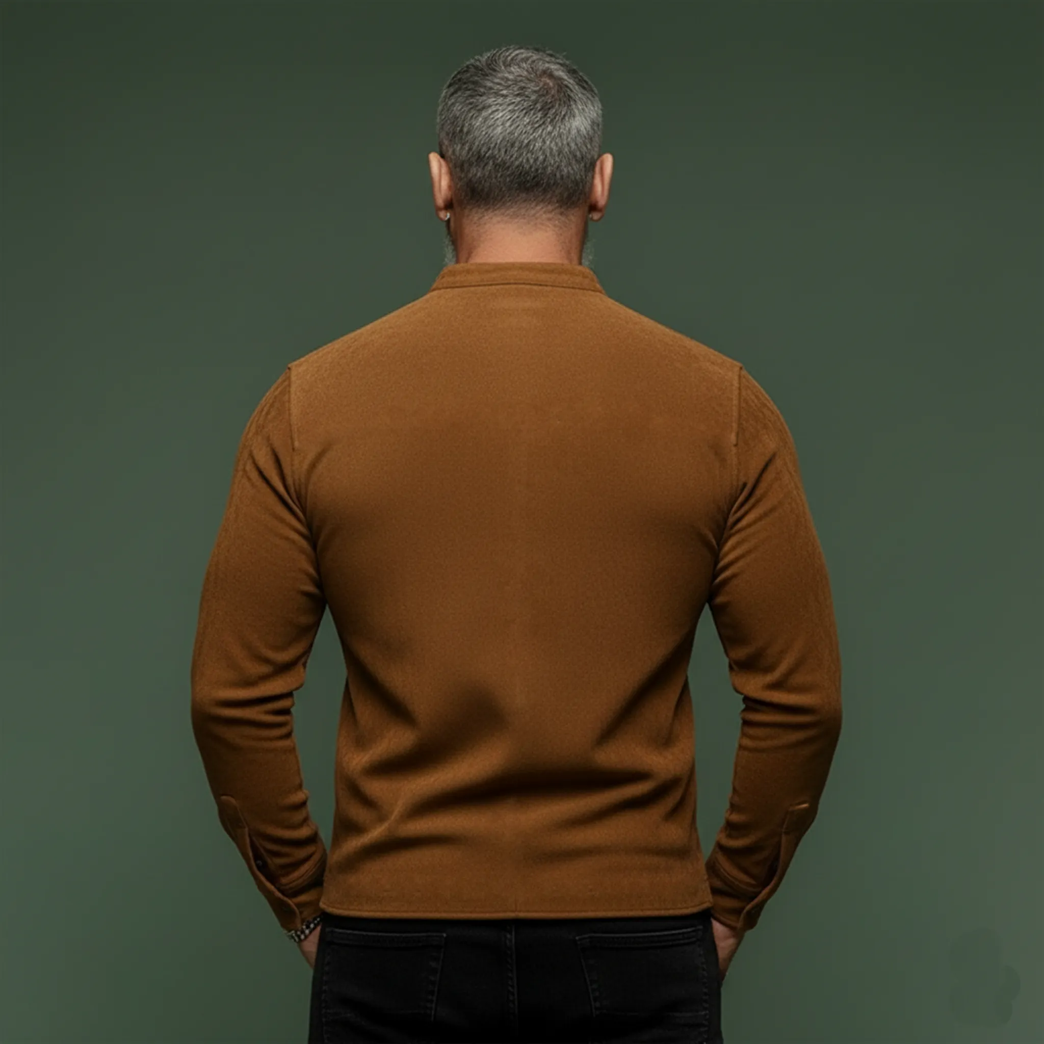 Men's Classic Casual Faux Suede Henley Neck Long-sleeved T-shirt MTZ0479A9K sold by Manly product image thumbnail 4