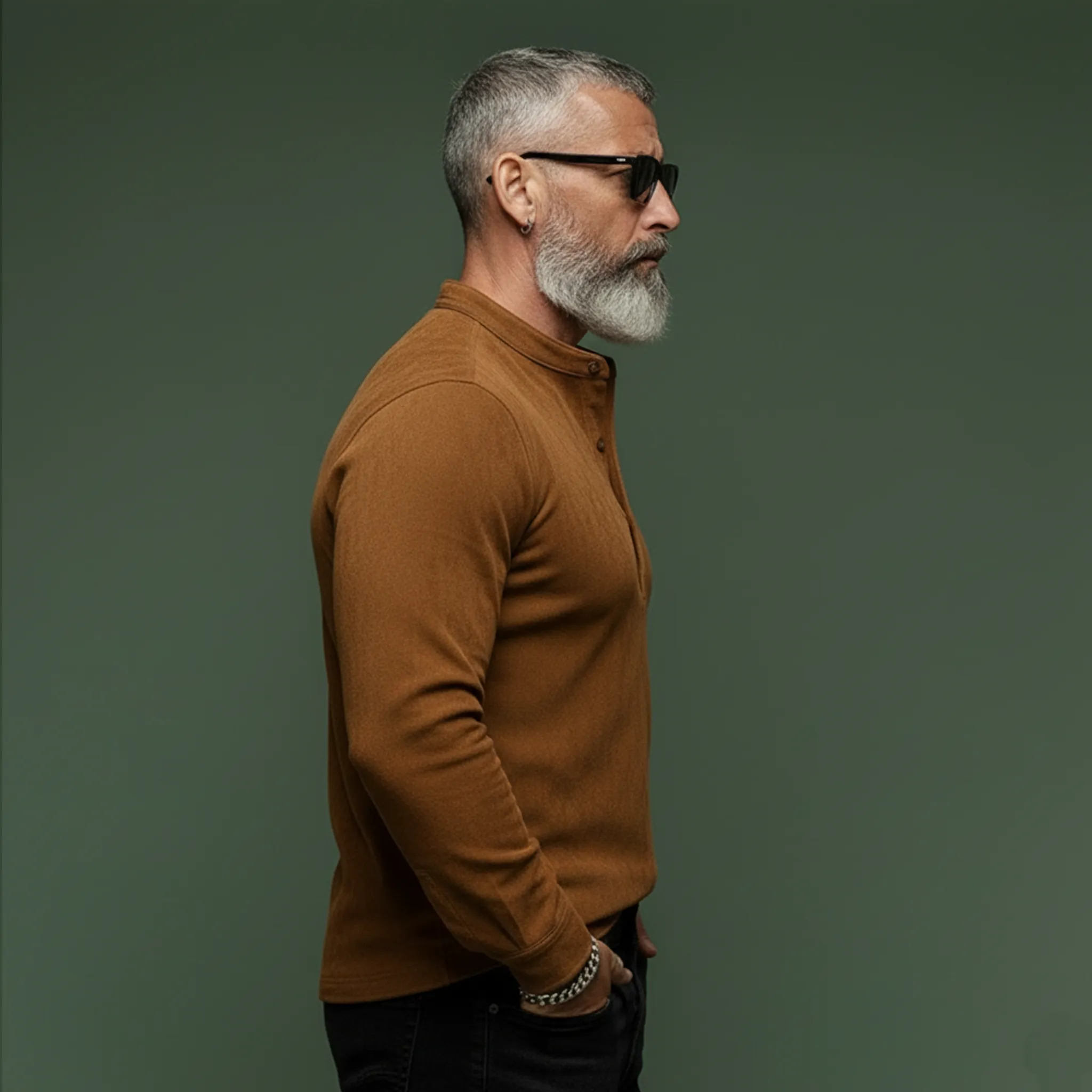 Men's Classic Casual Faux Suede Henley Neck Long-sleeved T-shirt MTZ0479A9K sold by Manly product image thumbnail 3
