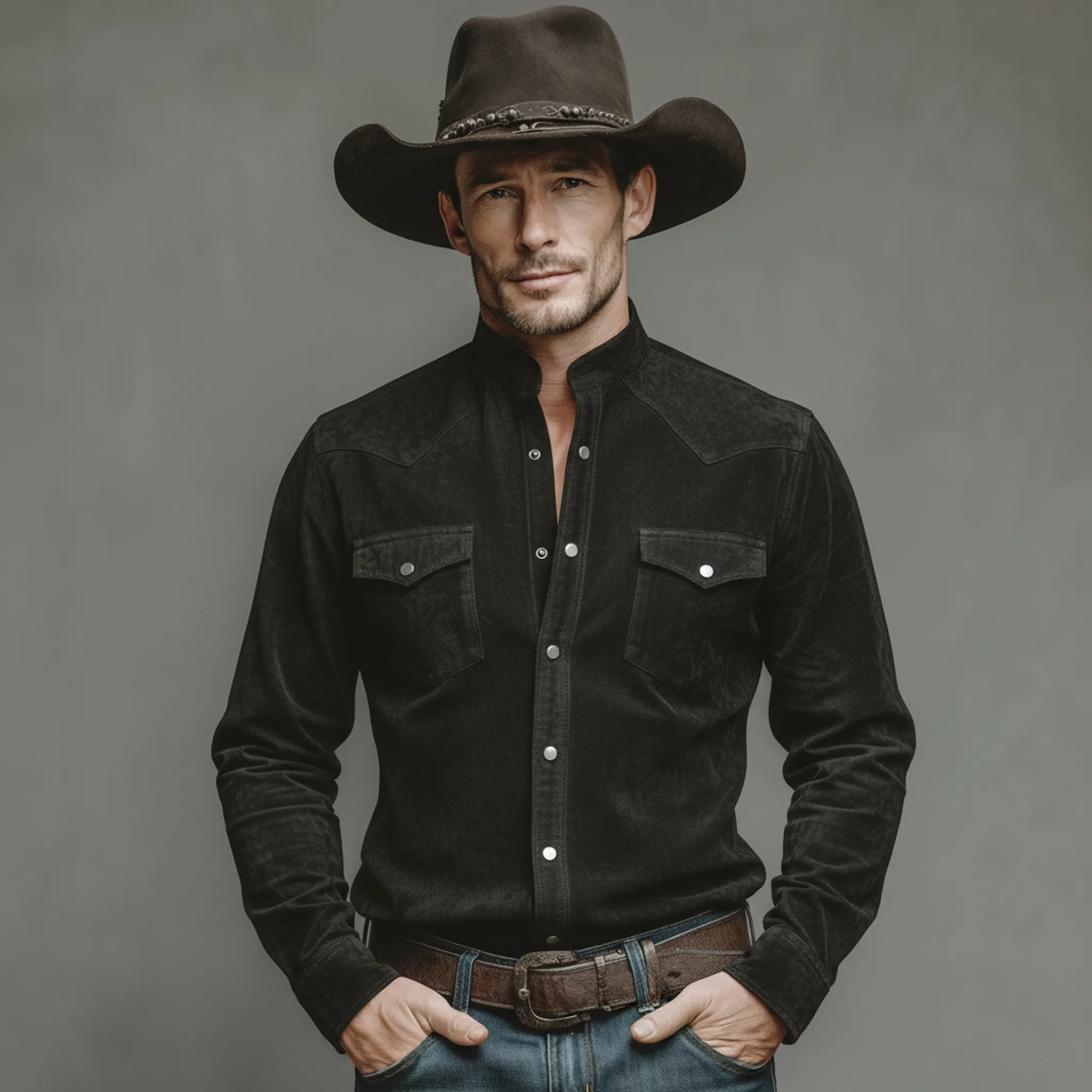 Men's Classic Casual Faux Suede Stand-collar Long-sleeved Shirt MTZ0495A0K sold by Manly product image thumbnail 2