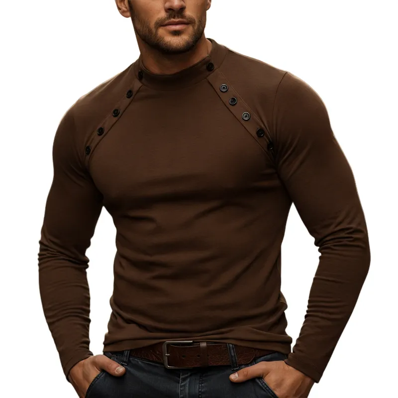 Men's Basic Solid Color Slim Fit Pullover Long-sleeved T-shirt MTZ0704A7U sold by Manly