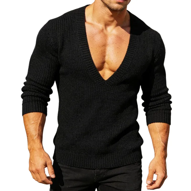 Men's Retro Casual Knitted V-Neck Sweater MTZ0847A9TO sold by Manly