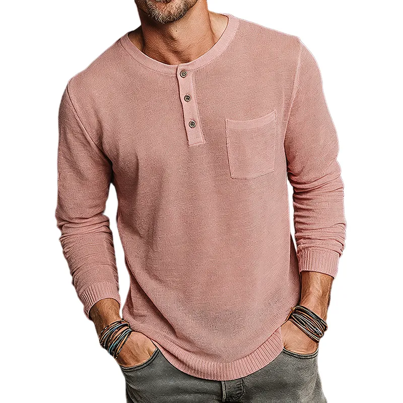Men's Retro Casual Lightweight Knitted Henley Collar Sweater MTZ0801A8TO sold by Manly