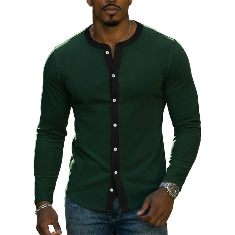 Men's Spring Fashion Color-block Faux Suede Button-down Shirt MTZ0601A7P sold by Manly