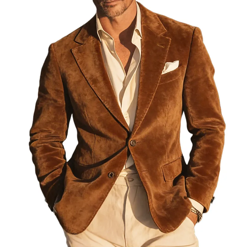 Men's Retro Casual Faux Suede Blazer MTZ0554A5TO sold by Manly