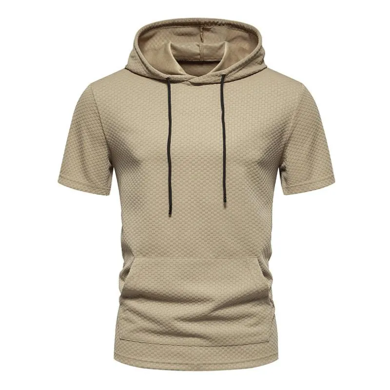 Men's Jacquard Checkerboard Short Sleeve Hoodie 94088887X sold by Manly