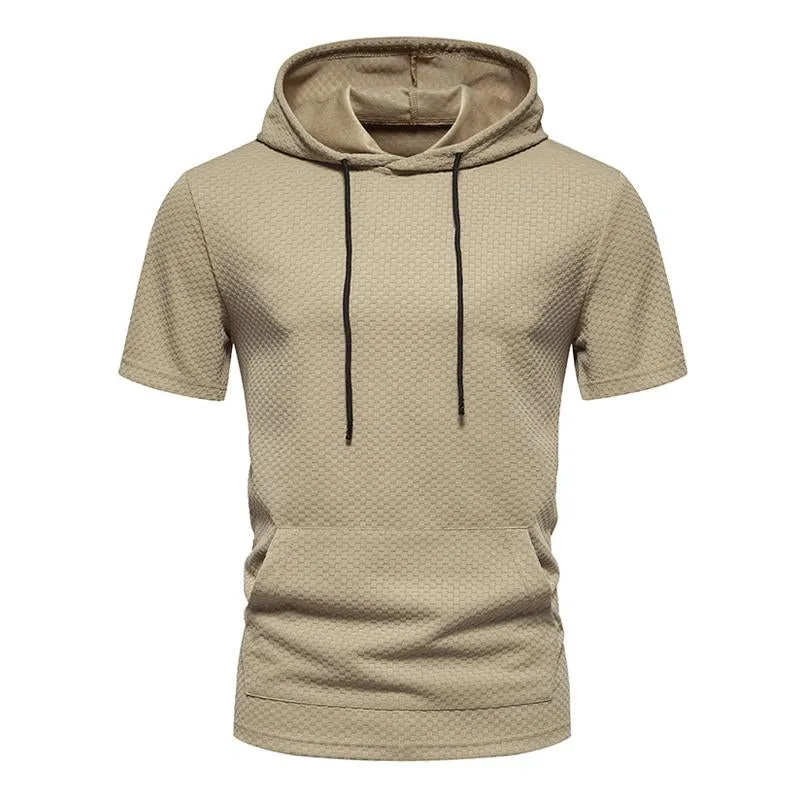 Men's Jacquard Checkerboard Short Sleeve Hoodie 94088887X sold by Manly