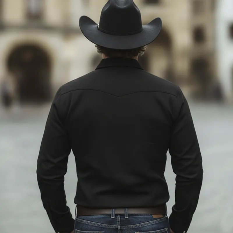 Men's Western Cowboy Style Twill 100% Cotton Floral Embroidery Long-Sleeve Shirt MTZ1297A1U sold by Manly product image thumbnail 4