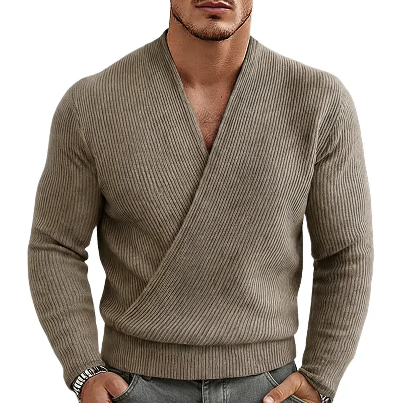 Men's Urban Cross V-Neck Ribbed Knit Sweater MTZ1291A1U sold by Manly
