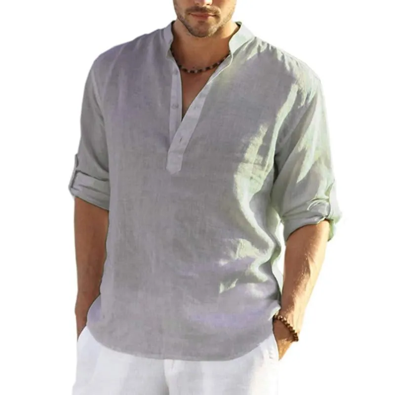 Men's Casual Solid Color Long Sleeve Shirt 62777317Y sold by Manly