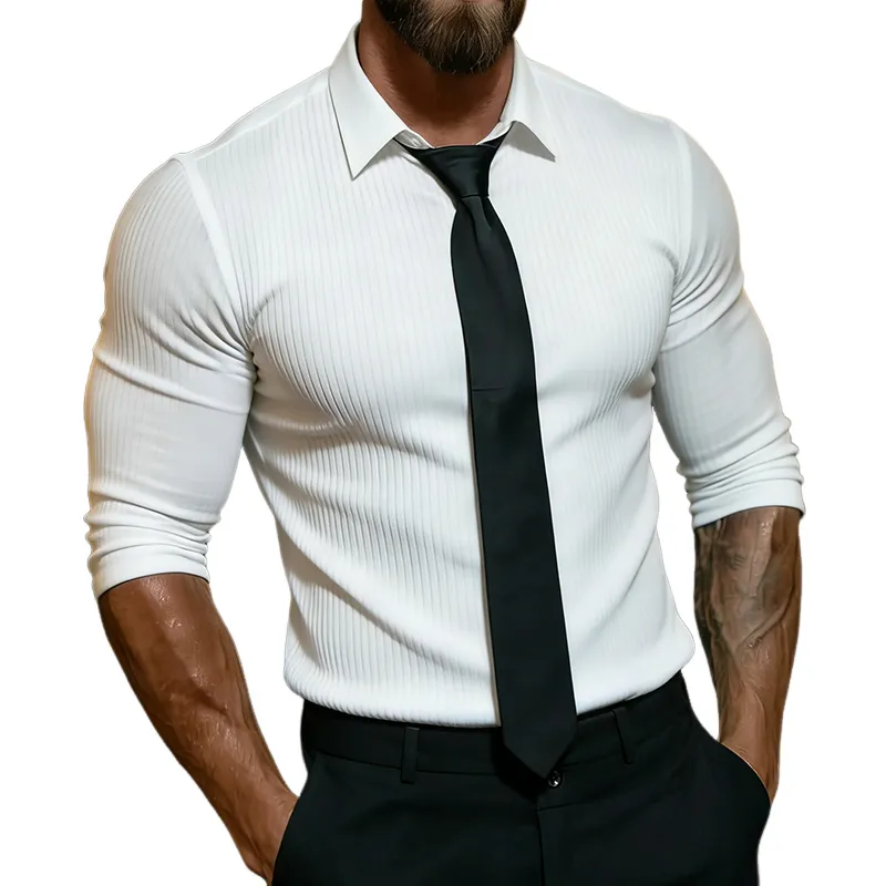 Men's Retro Casual Striped Lapel Button-Down Long Sleeve Shirt MTZ1460A8TO sold by Manly