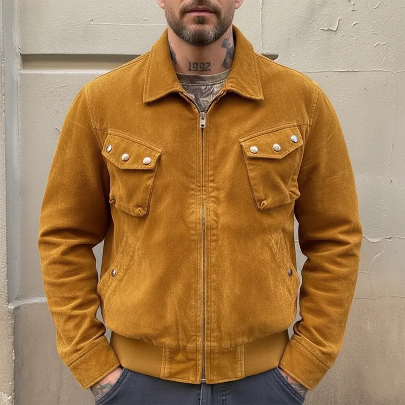 Men's Urban Faux Suede Collared Zip-up Jacket MTZ1563A6U sold by Manly product image thumbnail 2