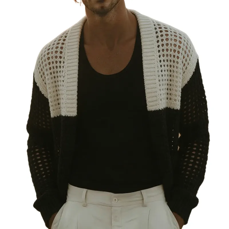 Men's Retro Casual Knitted Openwork Cardigan MTZ1436A8TO sold by Manly