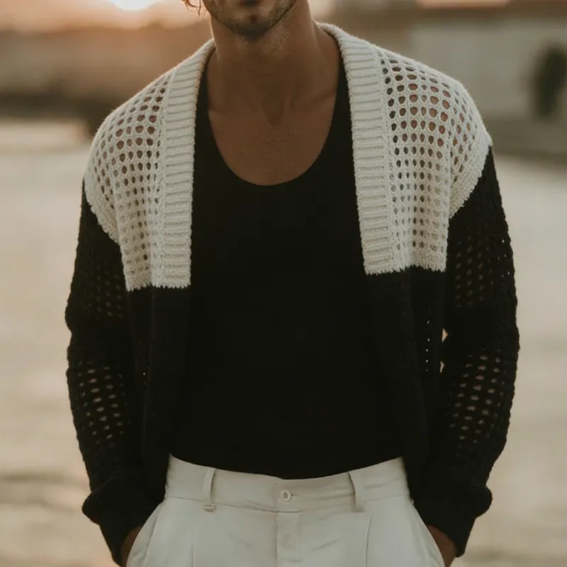 Men's Retro Casual Knitted Openwork Cardigan MTZ1436A8TO sold by Manly product image thumbnail 2