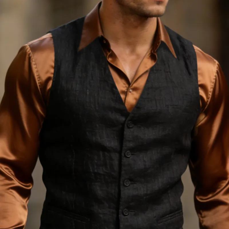 Men's Retro Casual Linen Vest MTZ1457A7TO sold by Manly product image thumbnail 3