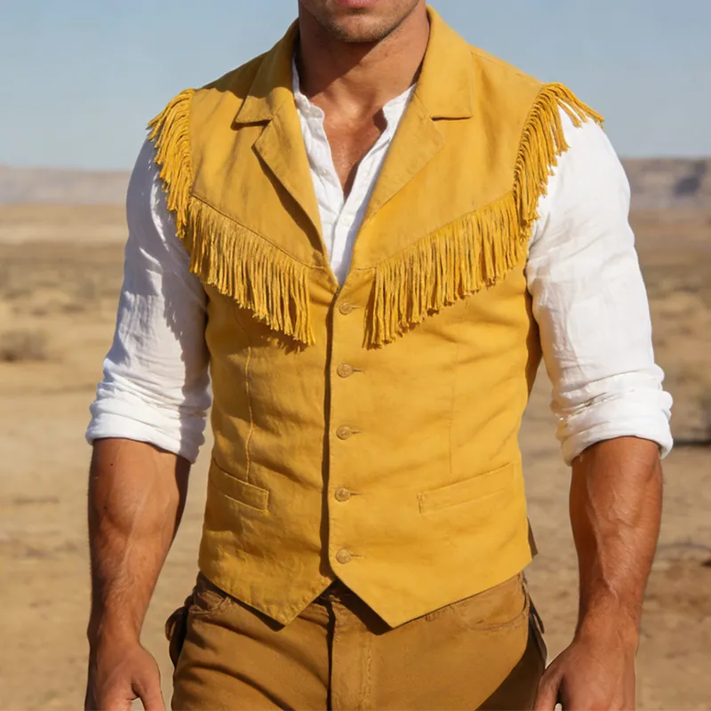 Men's Retro Casual Pure Cotton Tassel Vest MTZ1218A7TO sold by Manly product image thumbnail 2