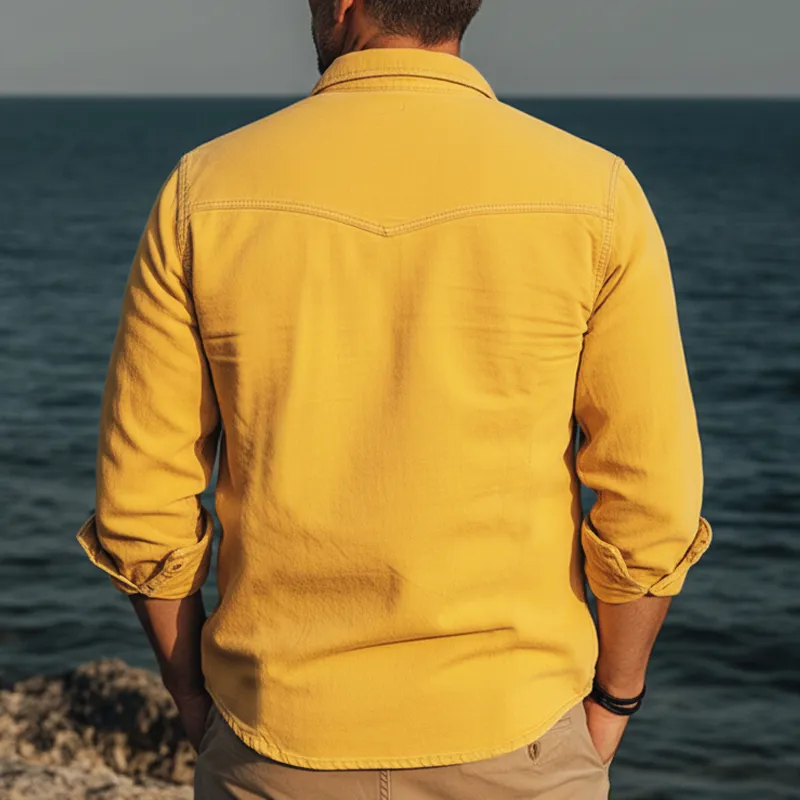 Men's Urban Solid Color Twill 100 Cotton Long-Sleeve Shirt MTZ2111A2U sold by Manly product image thumbnail 4