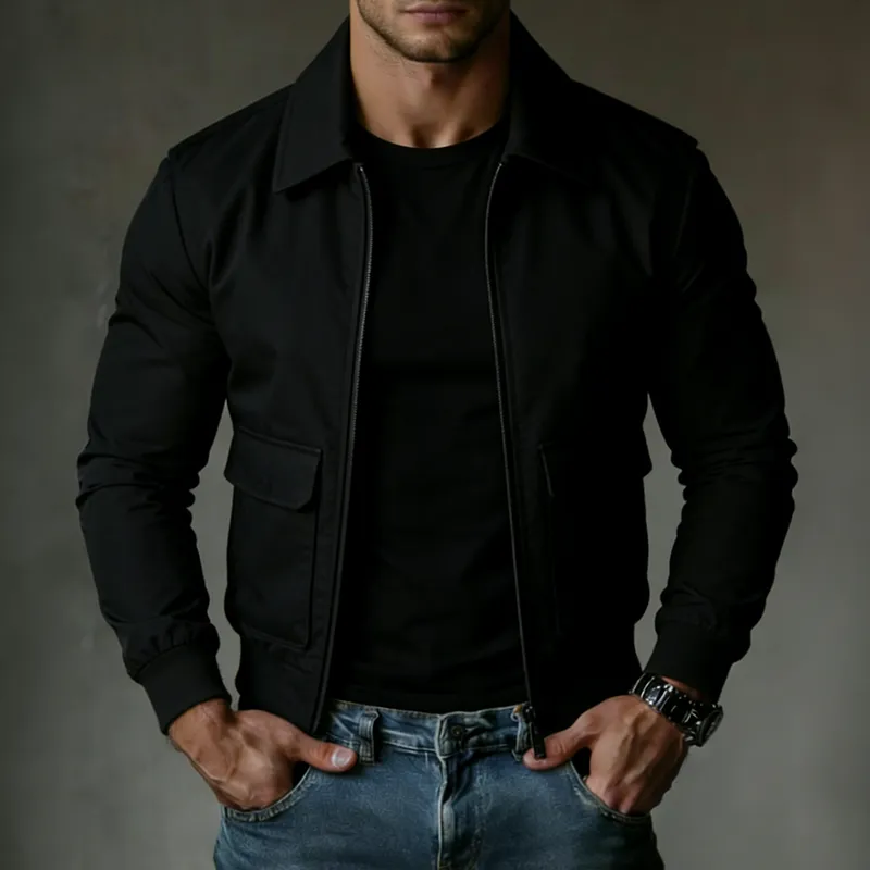 Men's Retro Casual Cotton Lapel Zip-Up Jacket MTZ2003A4TO sold by Manly product image thumbnail 2