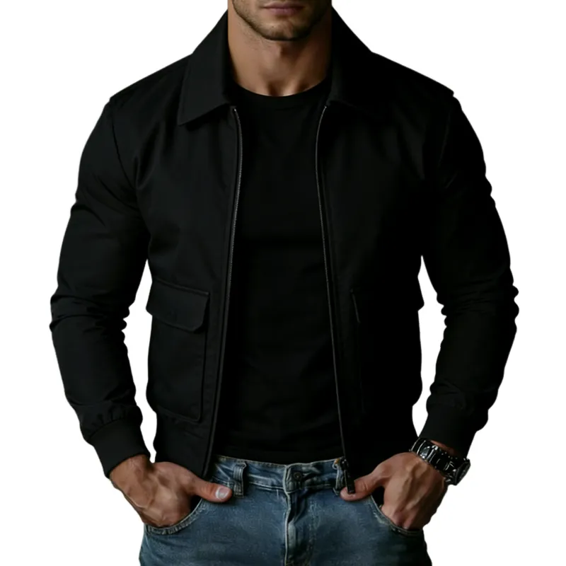 Men's Retro Casual Cotton Lapel Zip-Up Jacket MTZ2003A4TO sold by Manly