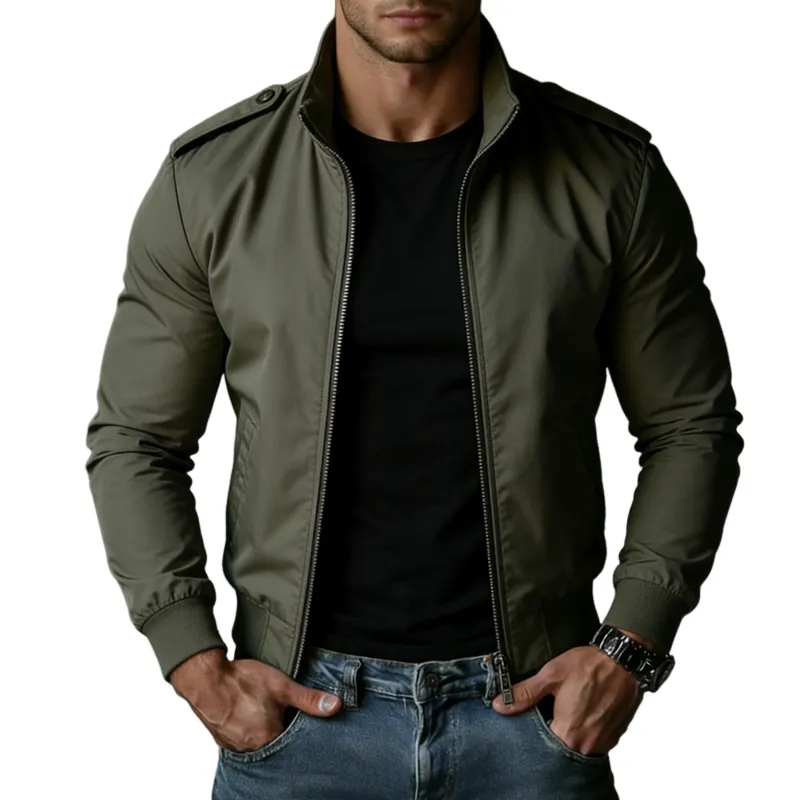 Men's Retro Casual Cotton Outdoor Style Stand Collar Zip-Up Jacket MTZ2071A4TO sold by Manly
