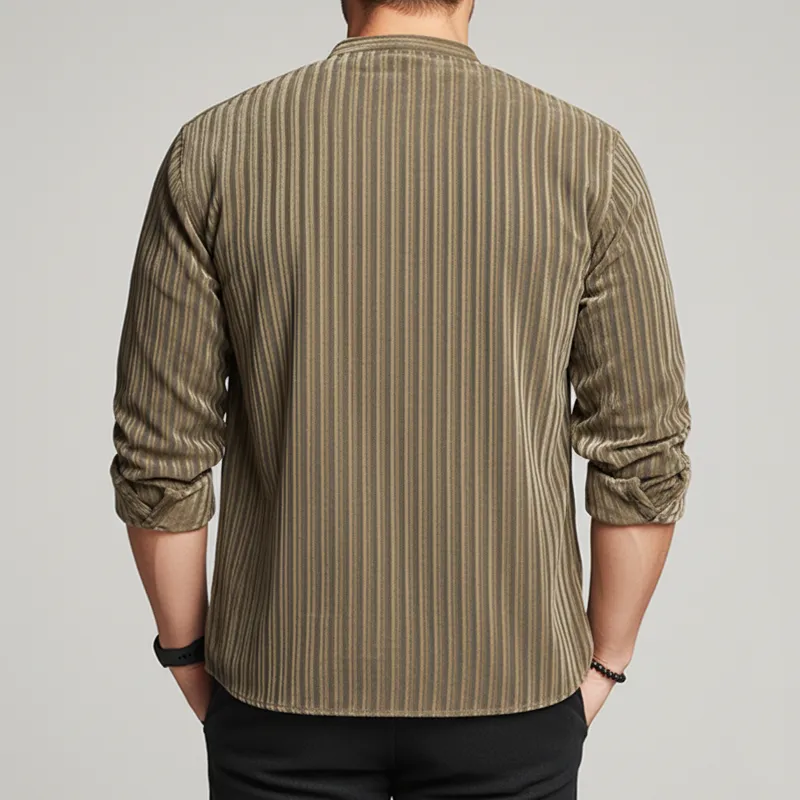 Men's Stylish Semi-sheer Striped Casual Long-sleeved Shirt MTZ1952A6U sold by Manly product image thumbnail 4
