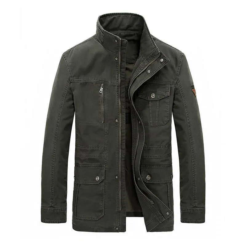 Men's Casual Outdoor Cotton Stand Collar Multi-pocket Loose Zipper Work Jacket 41873945M sold by Manly product image thumbnail 2