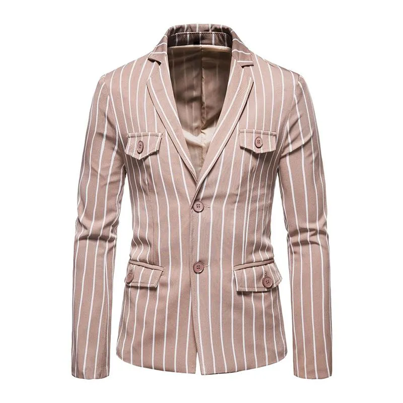 Men's Casual Striped Two-Breasted Single-Breasted Blazer 97827692M sold by Manly
