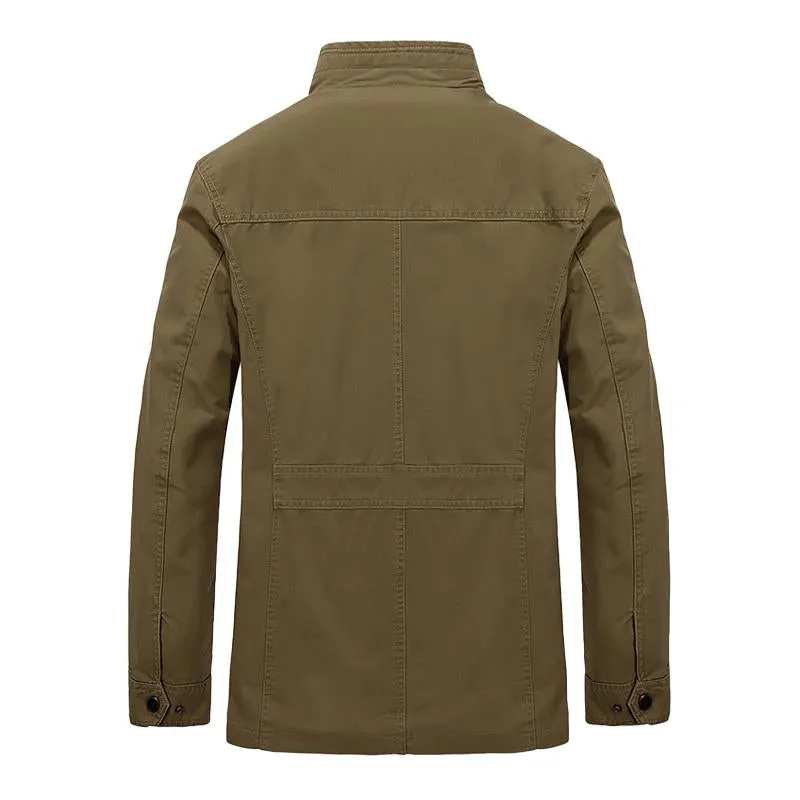 Men's Casual Outdoor Cotton Stand Collar Multi-pocket Loose Zipper Work Jacket 41873945M sold by Manly product image thumbnail 4