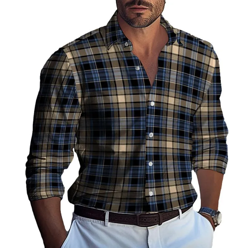 Men's Printed Loose Lapel Long Sleeve Shirt 88903701X sold by Manly