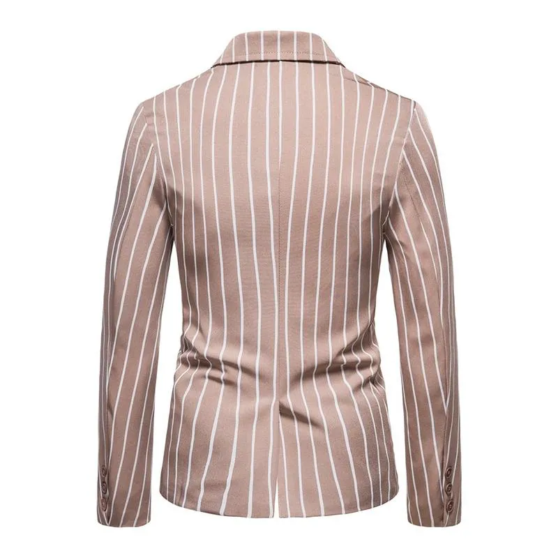 Men's Casual Striped Two-Breasted Single-Breasted Blazer 97827692M sold by Manly product image thumbnail 3