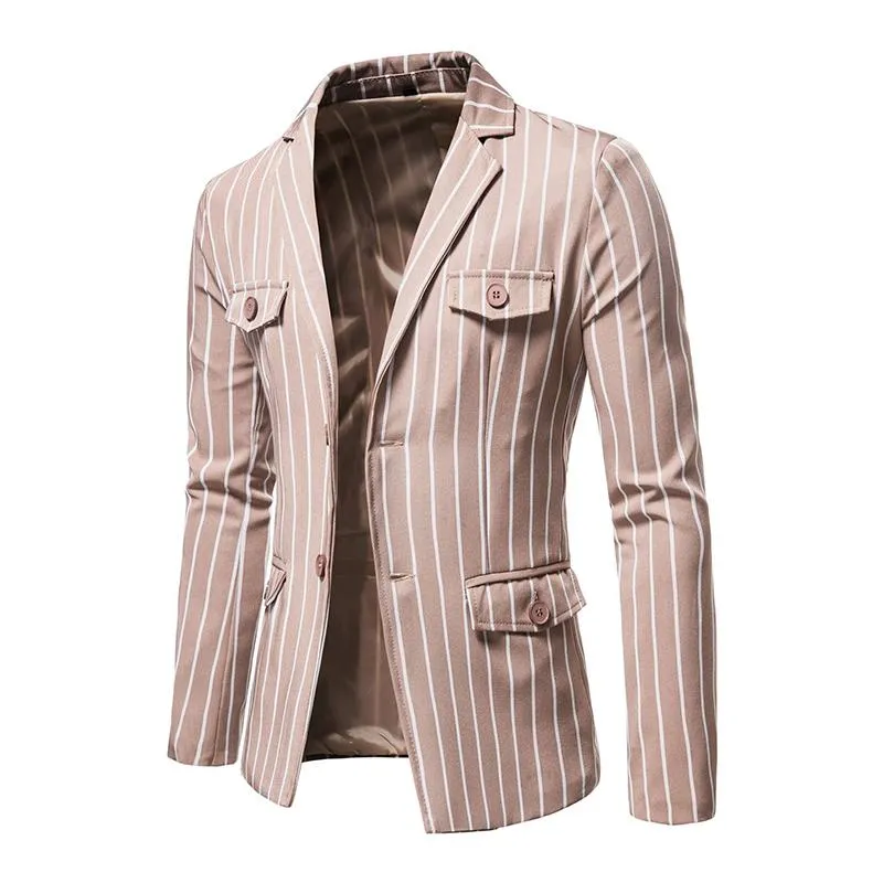 Men's Casual Striped Two-Breasted Single-Breasted Blazer 97827692M sold by Manly product image thumbnail 2