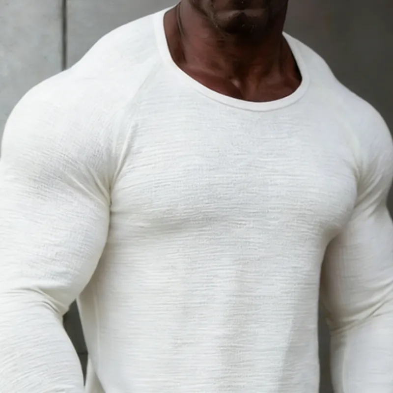 Men's Retro Casual Solid Color Crew Neck Long-Sleeve T-Shirt MTZ1917A6TO sold by Manly product image thumbnail 3