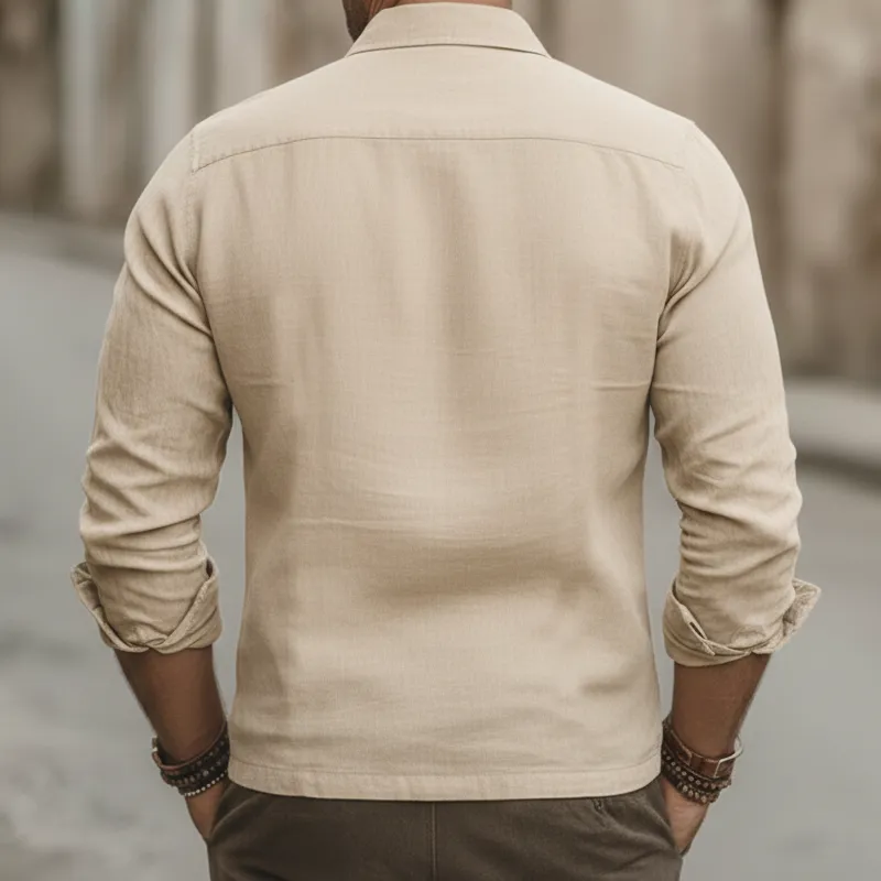 Men's Retro Faux Suede Floral Embroidered Long-Sleeved Shirt MTZ2250A9U sold by Manly product image thumbnail 4