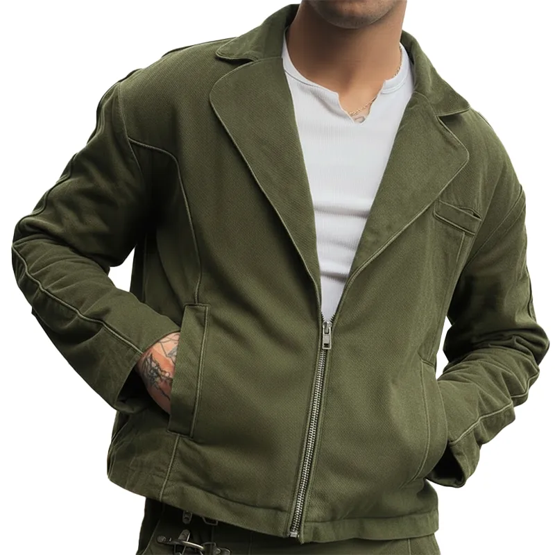 Men's Spring Vintage Twill 100% Cotton Zipper Lightweight Jacket MTZ2778A4P sold by Manly