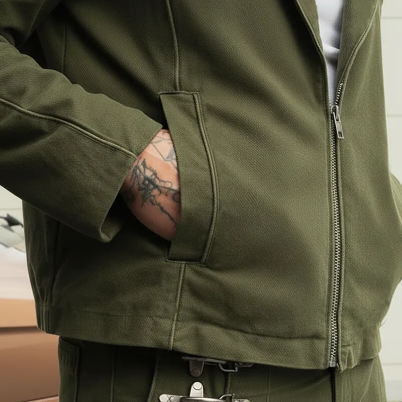 Men's Spring Vintage Twill 100% Cotton Zipper Lightweight Jacket MTZ2778A4P sold by Manly product image thumbnail 3