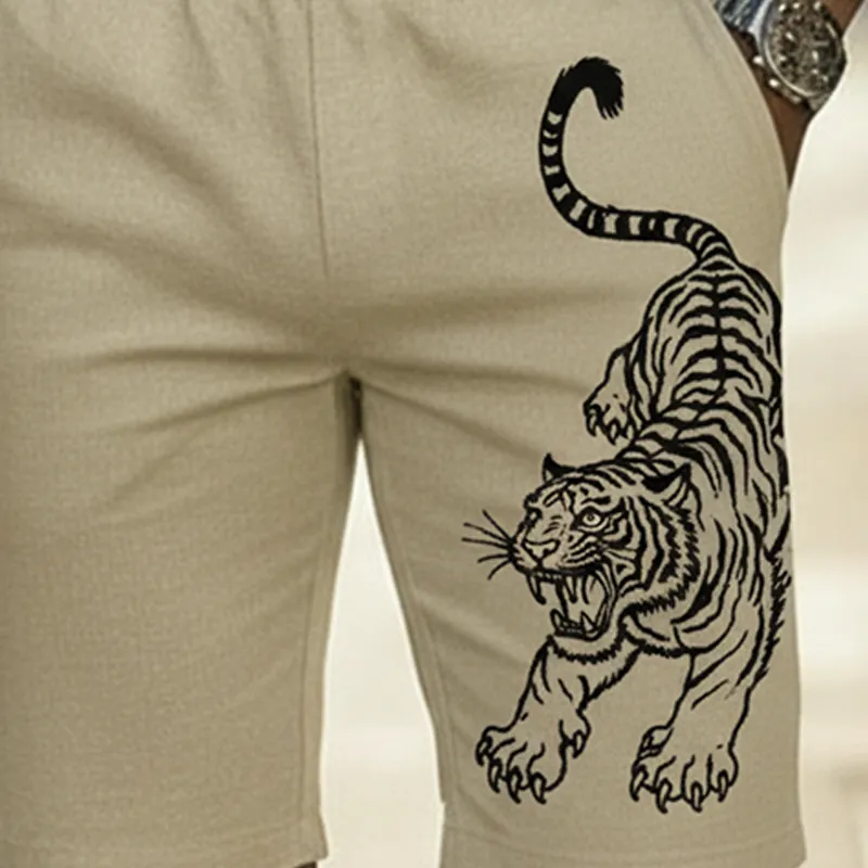 Men's Fashion Tiger-Embroidered 100% Cotton Beach Shorts MTZ2712A8P sold by Manly product image thumbnail 3