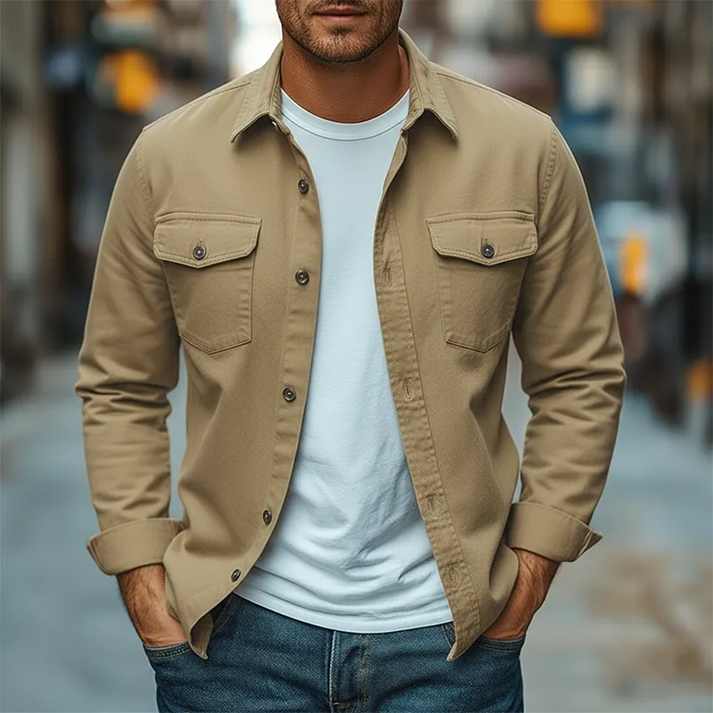 Men's Spring Fashion Twill 100% Cotton Long-sleeve Shirt MTZ2377A3P sold by Manly product image thumbnail 3