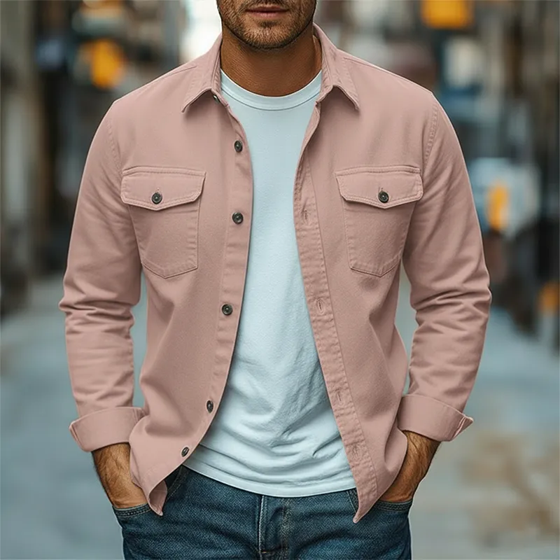 Men's Spring Fashion Twill 100% Cotton Long-sleeve Shirt MTZ2377A3P sold by Manly product image thumbnail 2