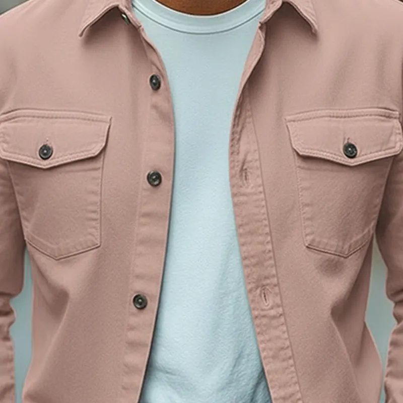 Men's Spring Fashion Twill 100% Cotton Long-sleeve Shirt MTZ2377A3P sold by Manly product image thumbnail 4