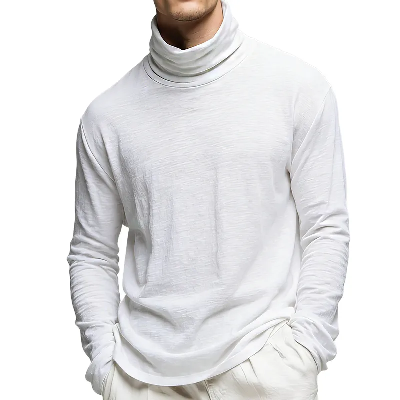 Men's Retro Casual High-Neck Long-Sleeve T-Shirt MTZ0565B3TO sold by Manly