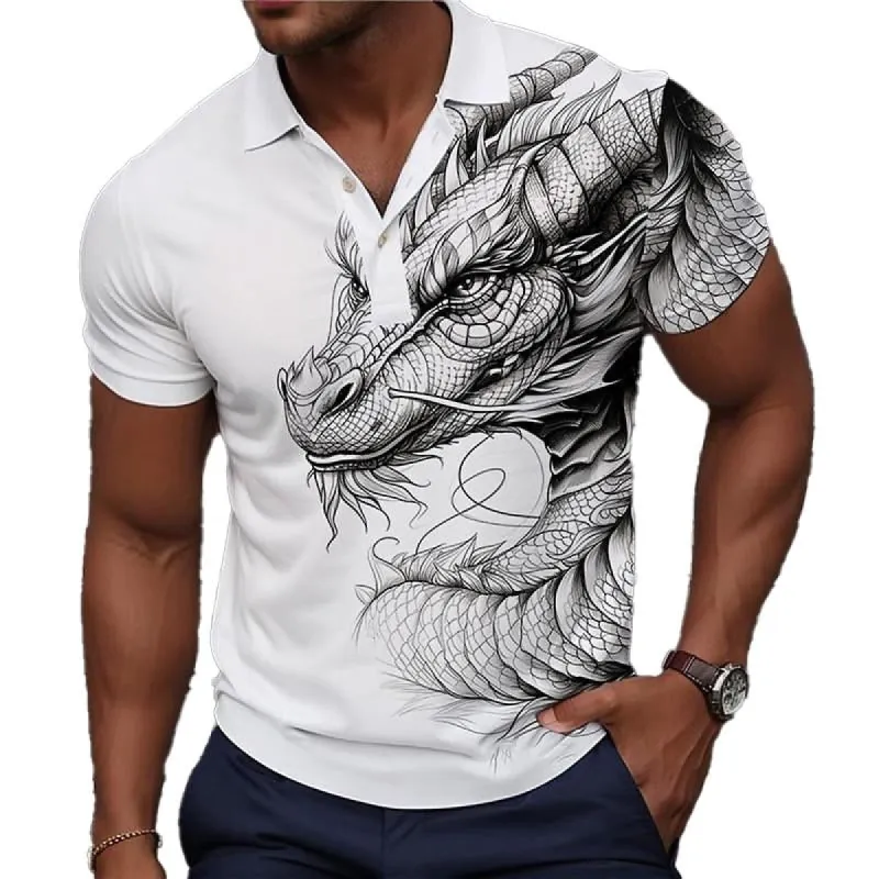 Men's Casual Animal Print Short Sleeve POLO Shirt 76389567X sold by Manly