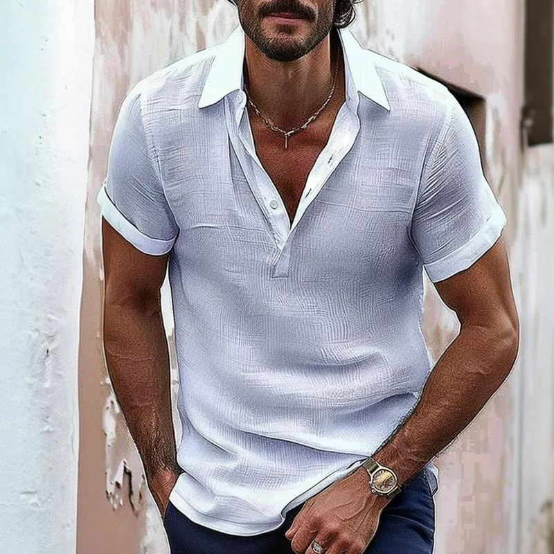 Men's Casual Cotton and Linen Short-sleeved Shirt 27159114TO sold by Manly product image thumbnail 2