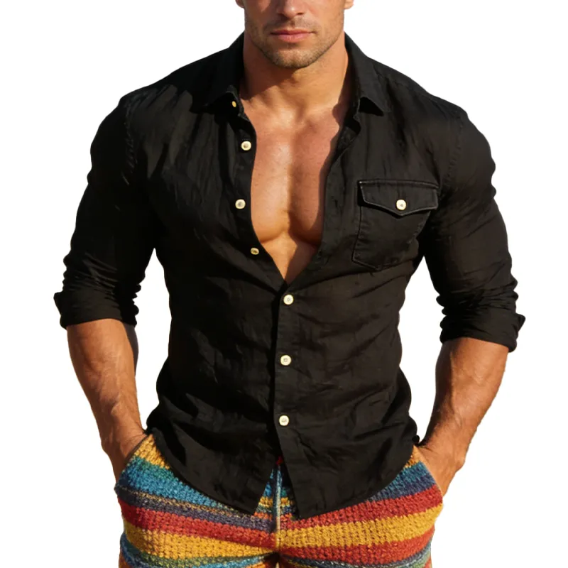 Men's Spring/Summer Fashion Slim-Fit Long-Sleeved Shirt (Polyester Blend) MTZ0681B1P sold by Manly