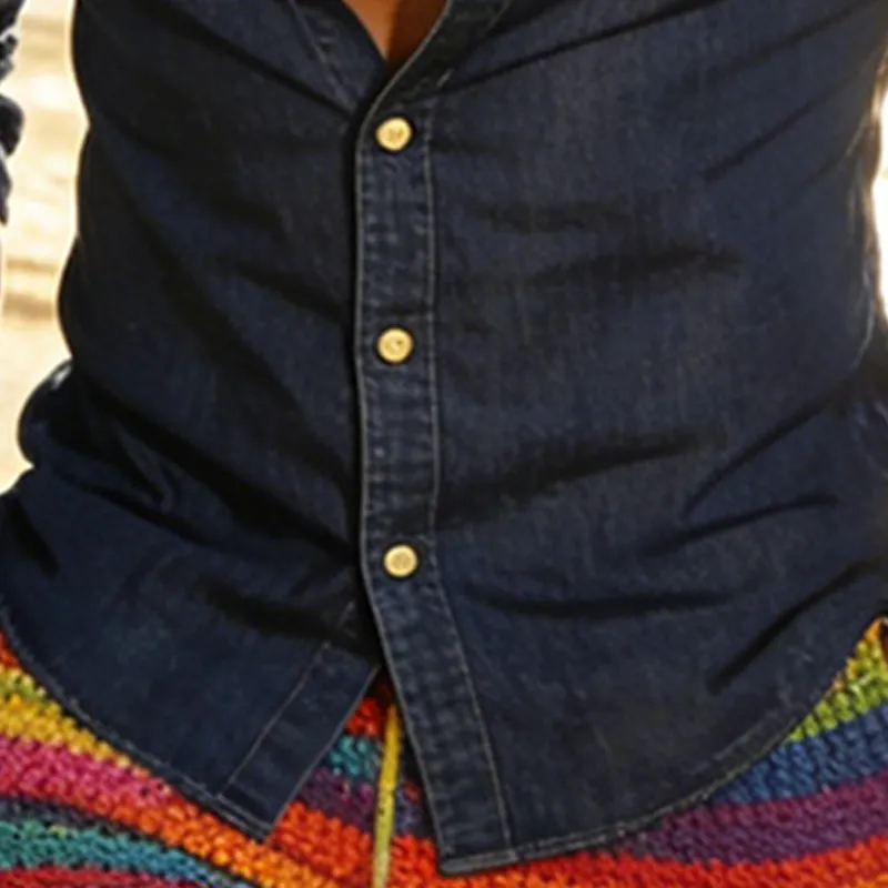 Men's Spring/Summer Fashion Slim-Fit Long-Sleeved Shirt With Slight Stretch (Denim-like Fabric) MTZ0692B8P sold by Manly product image thumbnail 3