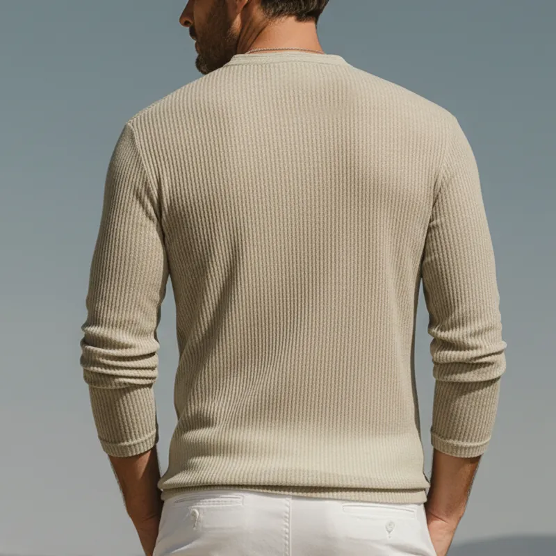 Men's Classic Three-button Henley Neck High-stretch Knitted Long-sleeved T-shirt MTZ0904B3U sold by Manly product image thumbnail 4