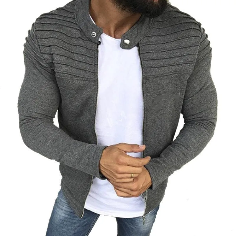 Men's Casual Retro Pleated Zipper Sweatshirt 51297132TO sold by Manly product image thumbnail 3
