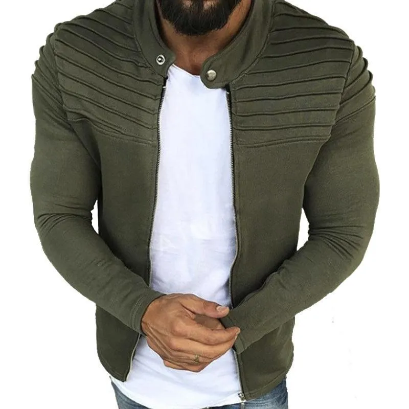 Men's Casual Retro Pleated Zipper Sweatshirt 51297132TO sold by Manly