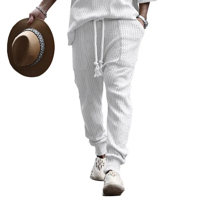 Men's Solid Jacquard Knitwear Elastic Waist Trousers 17187239Z sold by Manly
