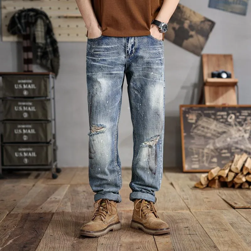 Men's Distressed Ripped Jeans Loose Heavy Craft Jeans 74187232X sold by Manly product image thumbnail 2
