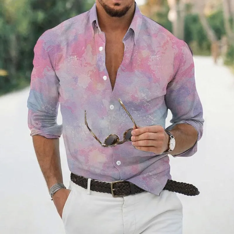 Men's Printed Lapel Long Sleeve Casual Shirt 02254665Z sold by Manly product image thumbnail 3