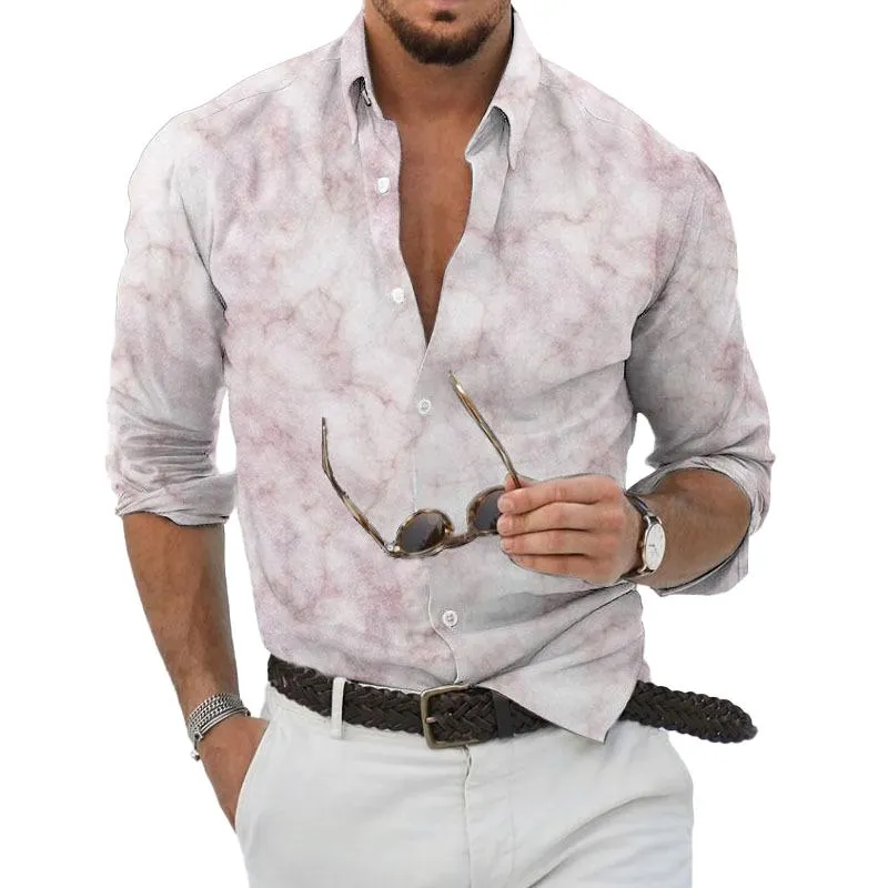 Men's Printed Lapel Long Sleeve Casual Shirt 02254665Z sold by Manly